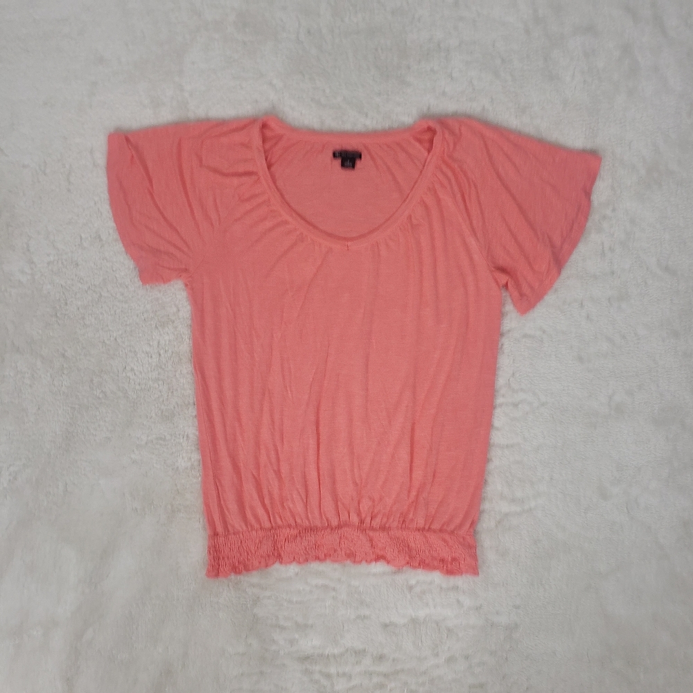New Directions Peach Flutter Sleeve T-Shirt - Picture 4 of 6